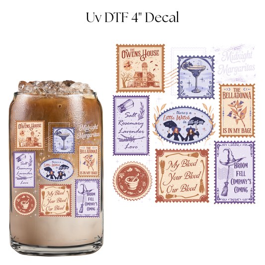 Midnight Margaritas Stamps 4” UV DTF Cup Decal