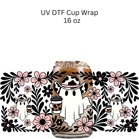Cow Print Coffee Ghost  UV DTF Cup Wrap