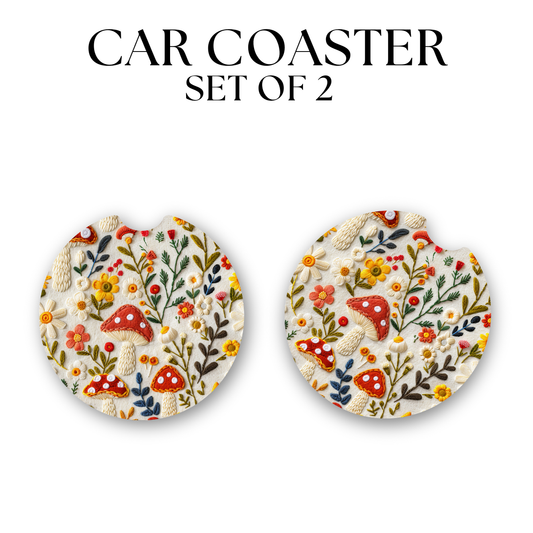 Faux Stiched Mushrooms Coaster DTF Transfer