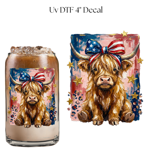 Patriotic Cow 4” UV DTF Cup Decal
