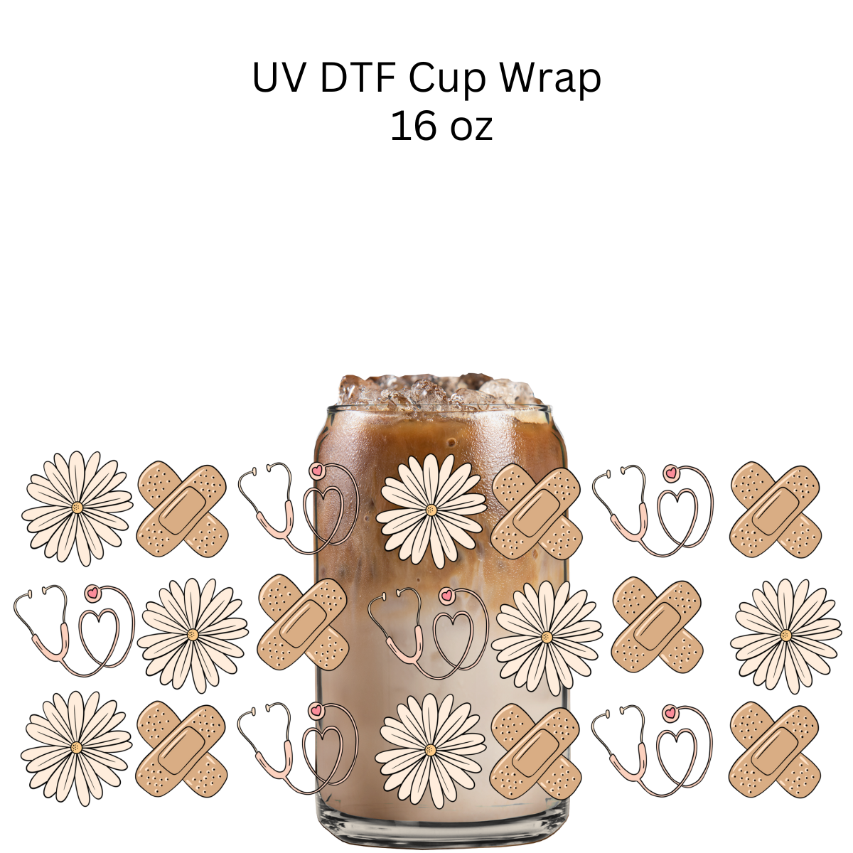 Floral Medical Things UV DTF Cup Wrap