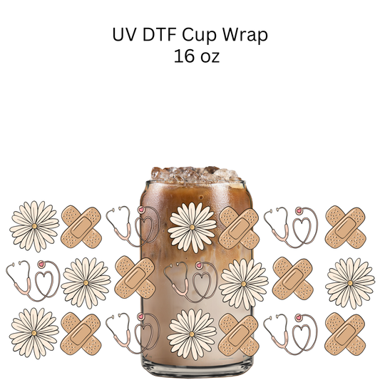 Floral Medical Things UV DTF Cup Wrap