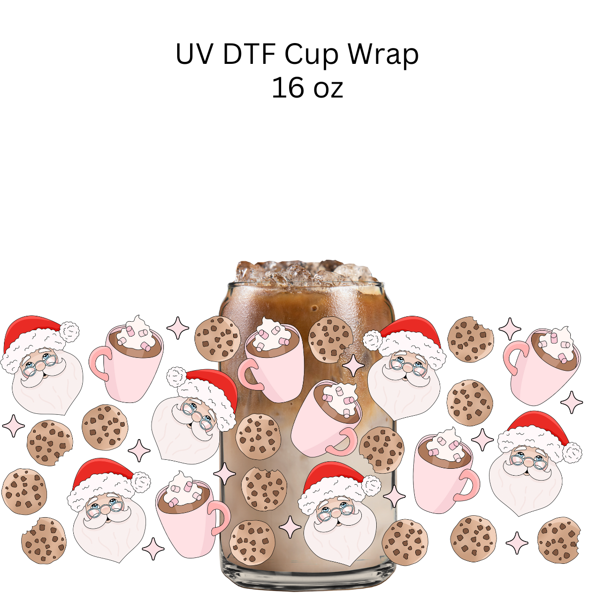 Santa Milk Cookies UV DTF Cup Wrap