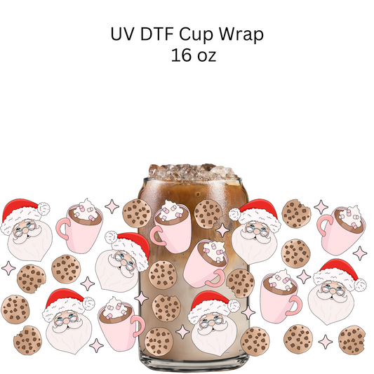 Santa Milk Cookies UV DTF Cup Wrap