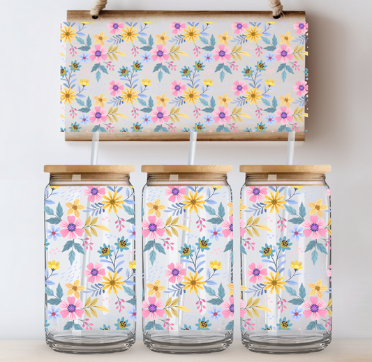 Pink and Yellow Flowers UV DTF Wrap DOUBLE SIDED