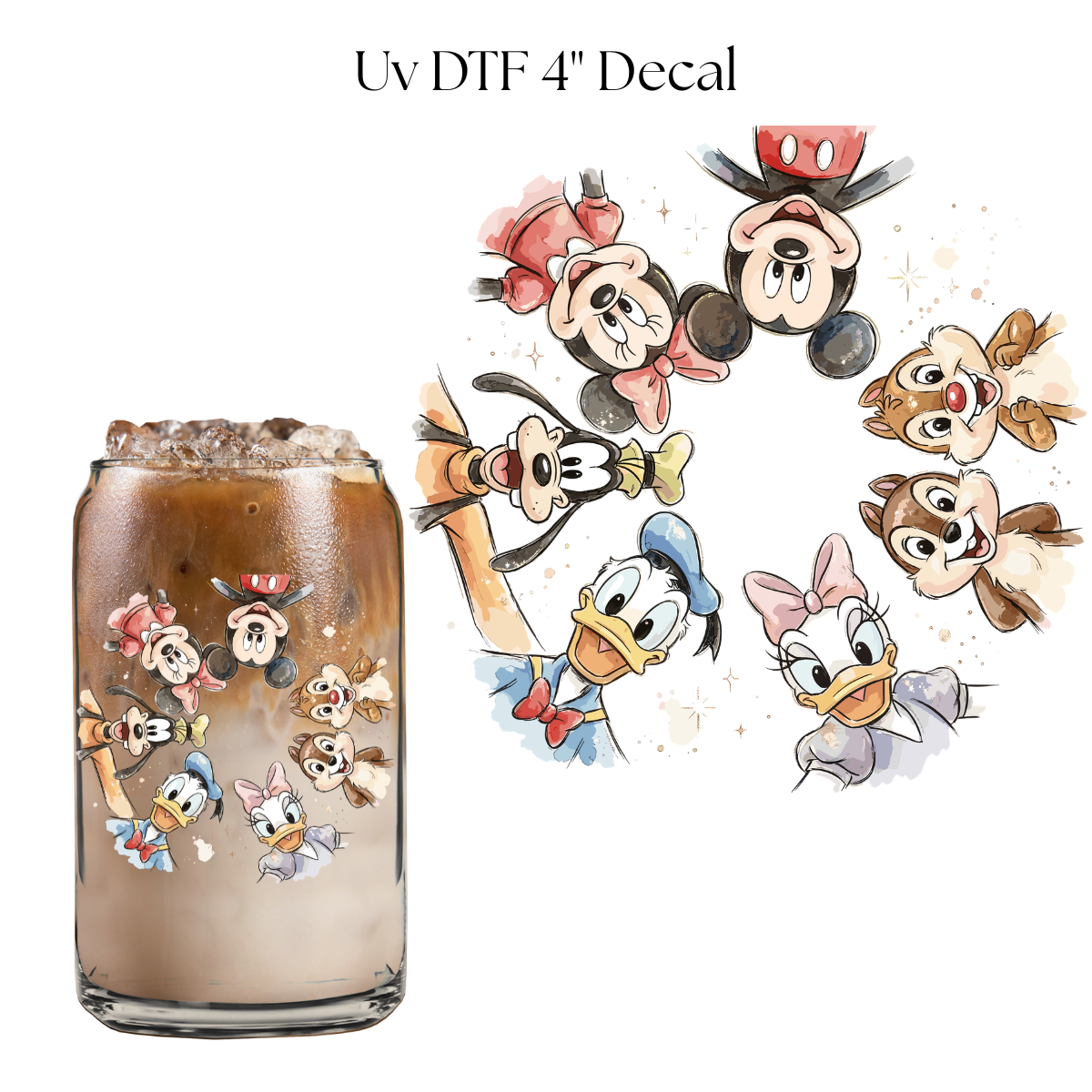 Enchanted Characters Looking Down 4” UV DTF Cup Decal