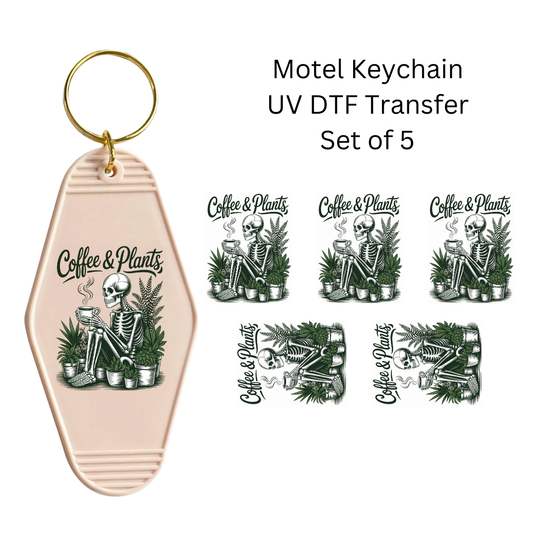 Coffee and Plants Skeleton Set of 5 Keychain Transfers