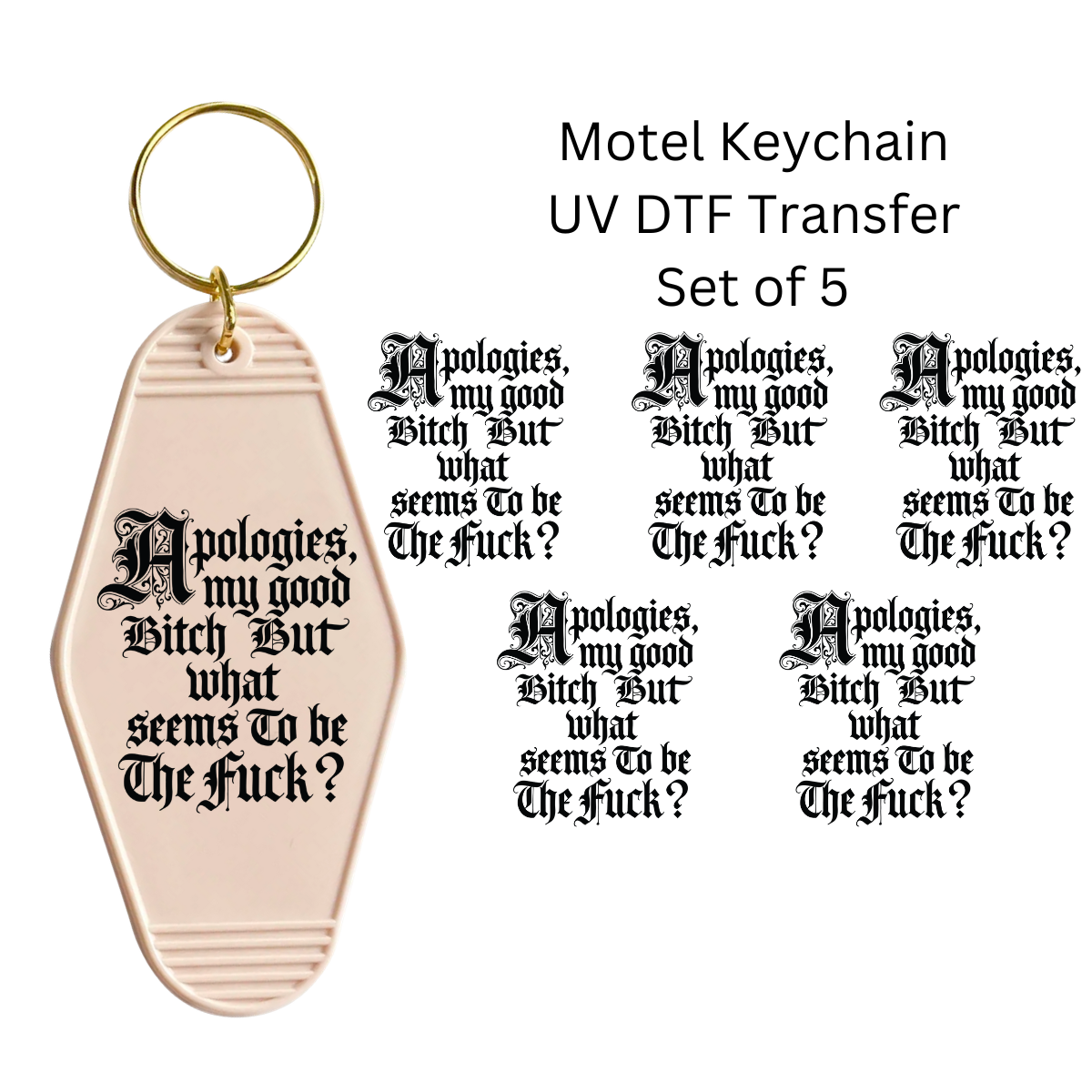 Apologies My Good Bitch Set of 5 Keychain Transfers