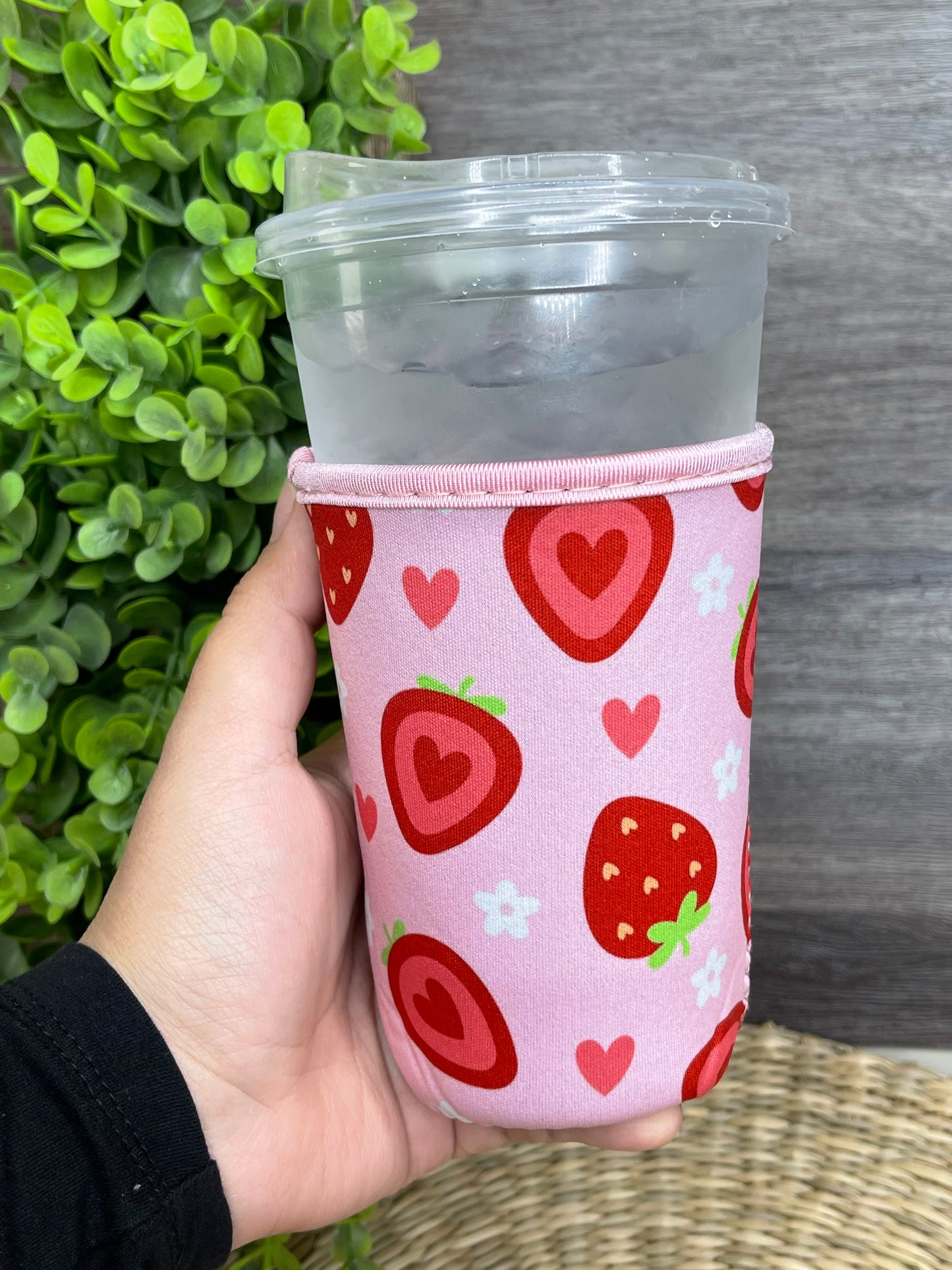 Strawberry & Hearts Cozie