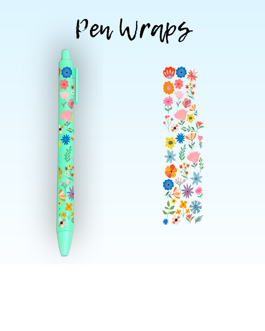 Bright Floral Wrap For Ballpoint Pen UV DTF