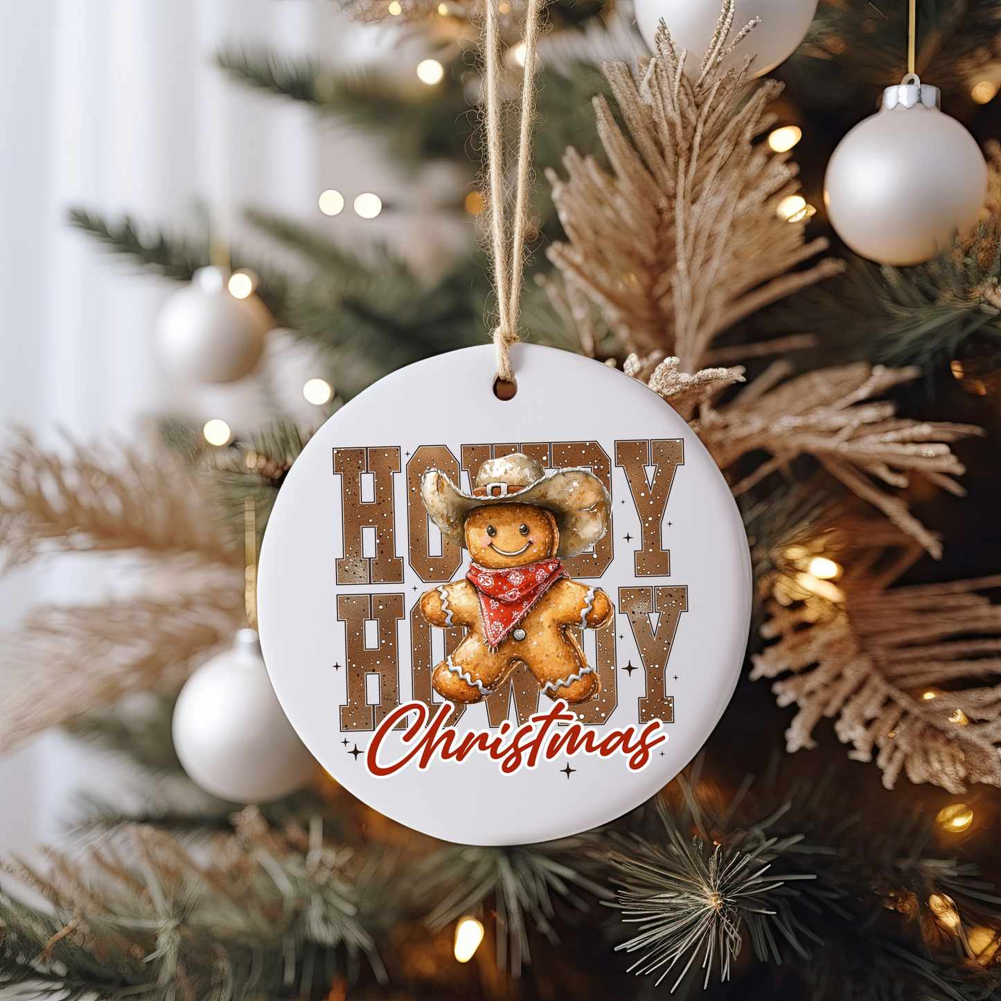 Howdy Gingerbread Ornament Size UV DTF DOUBLE SIDED