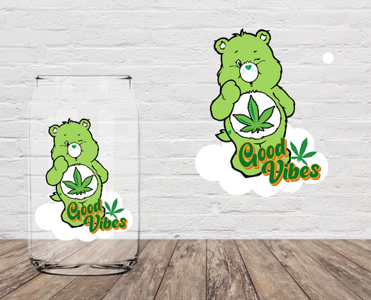Good Vibes Green Bear 4" UV DTF