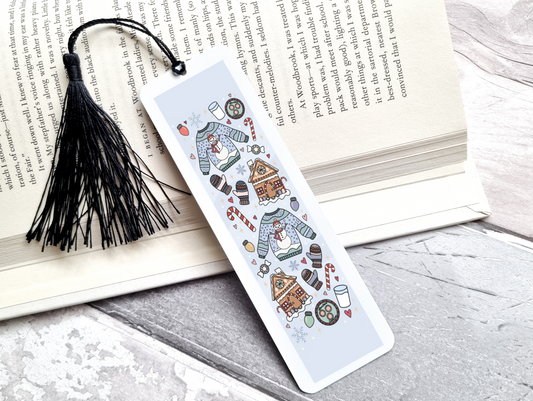 Blue Solid Christmas UV DTF Bookmark DOUBLE SIDED