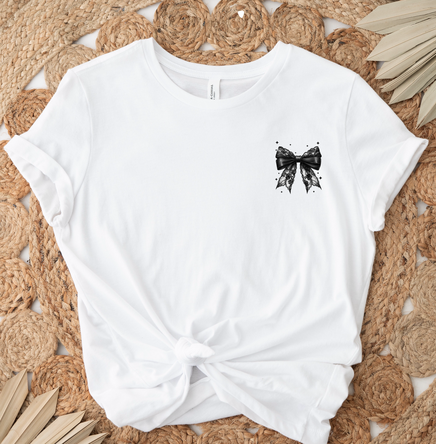 Stitched Black Bow DTF TRANSFER