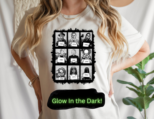 Scary Mugshots DTF Transfer GLOW IN THE DARK