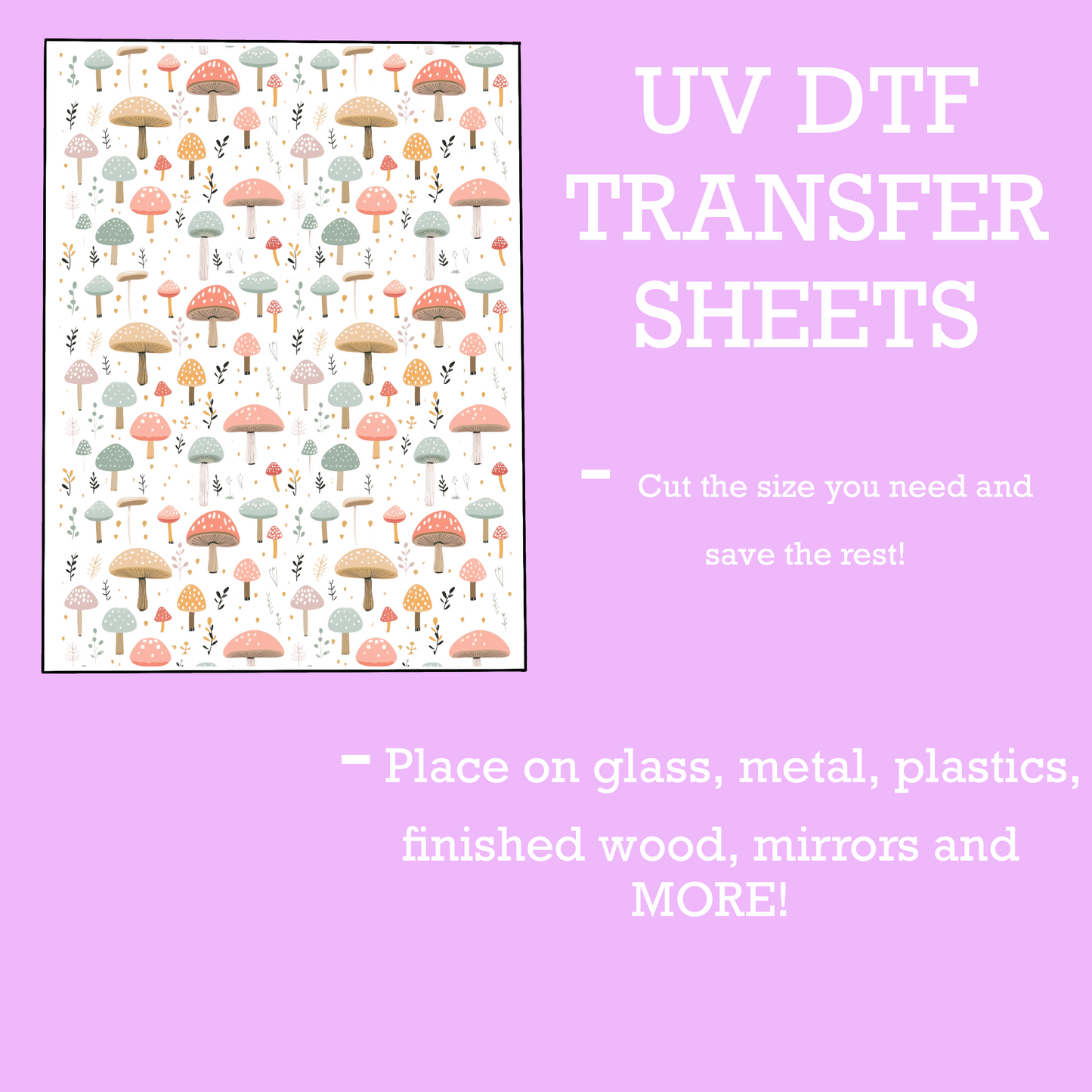 Pastel Mushrooms UV DTF SHEET