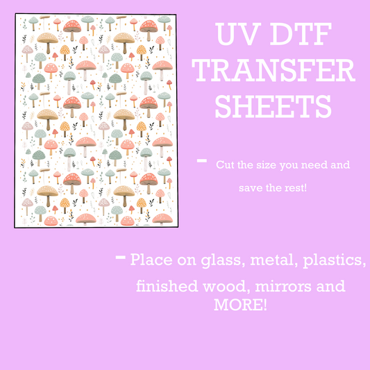 Pastel Mushrooms UV DTF SHEET