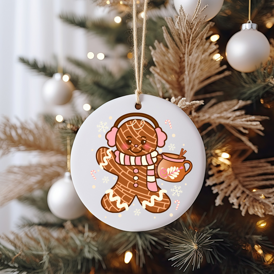 Snowing Gingerbread Ornament Size UV DTF DOUBLE SIDED