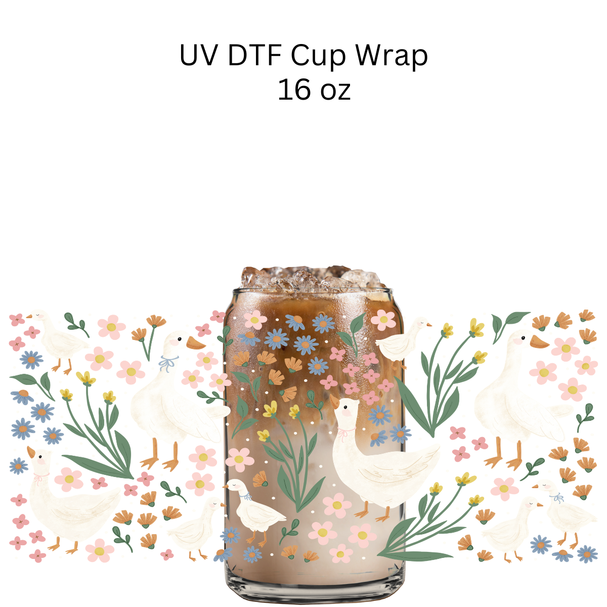 Dainty Flowers and Goose UV DTF Cup Wrap