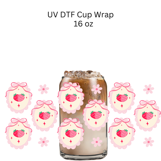 Strawberry Frames UV DTF Cup Wrap