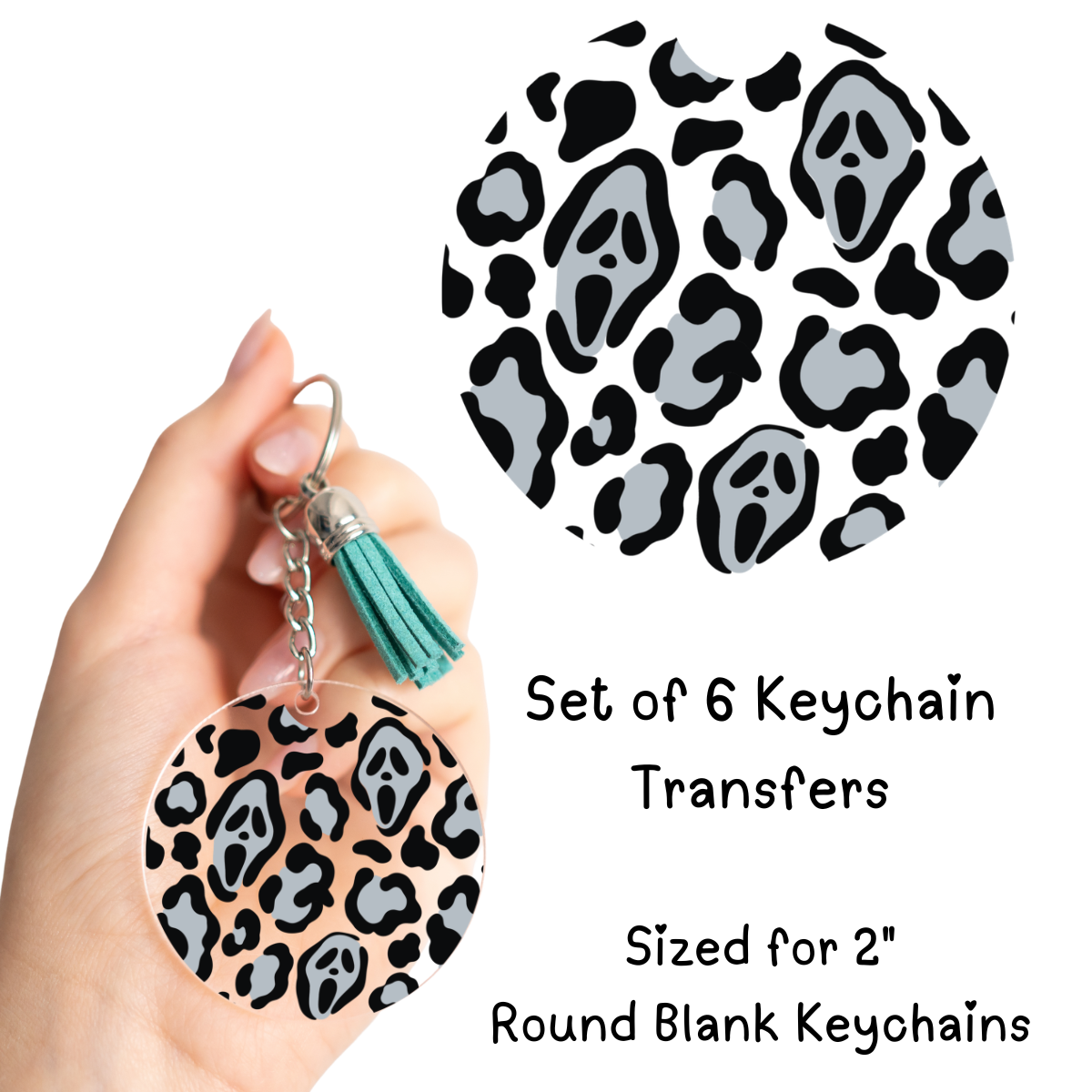 Scream Face Print Keychain Transfer Set of 6