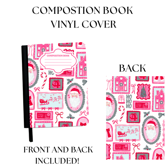 Pink Christmas Composition Notebook Vinyl Cover