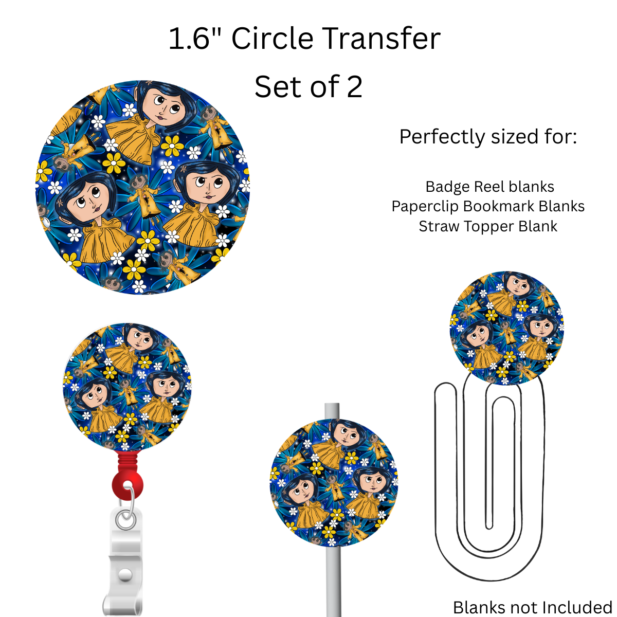 Cora Yellow Flowers 1.6” UV DTF Transfer Set of 2