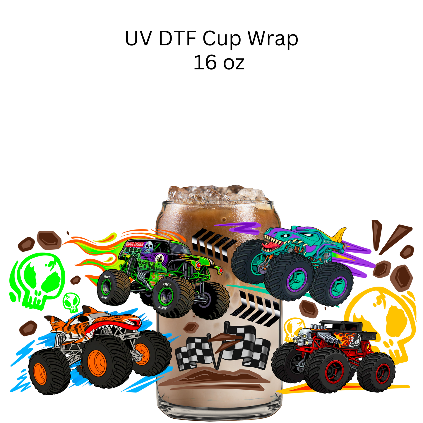 Monster Trucks DTF Cup Wrap