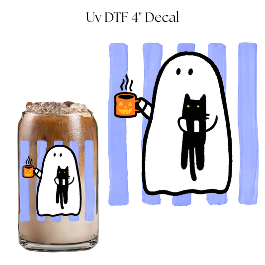 Ghost and Black Cat Stripes 4” UV DTF Cup Decal