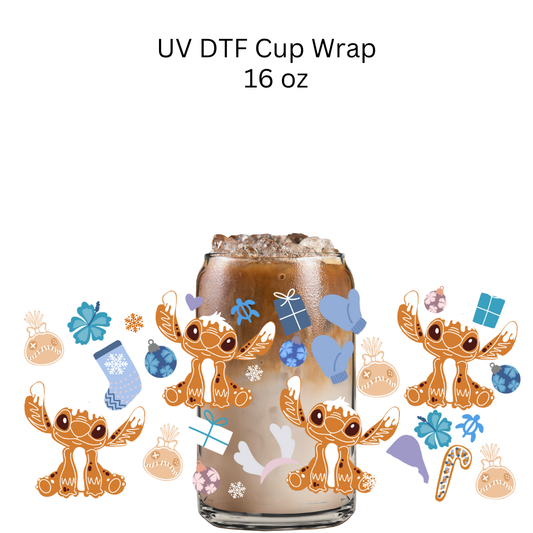 Blue Alien Blue Christmas Things UV DTF Cup Wrap