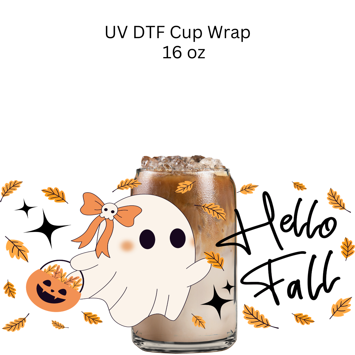 Hello Fall Ghost UV DTF Cup Wrap
