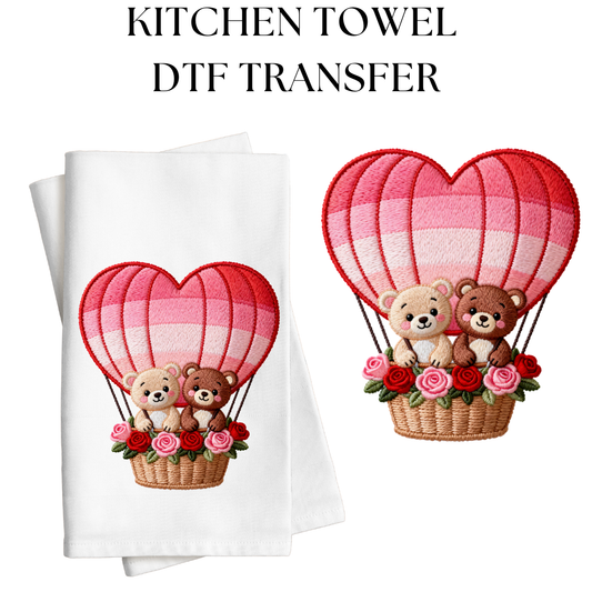 Valentines Hot Balloons Towel DTF Transfer