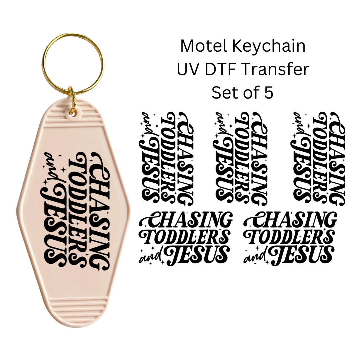 Chasing Toddler and Jesus Set of 5 Keychain Transfers