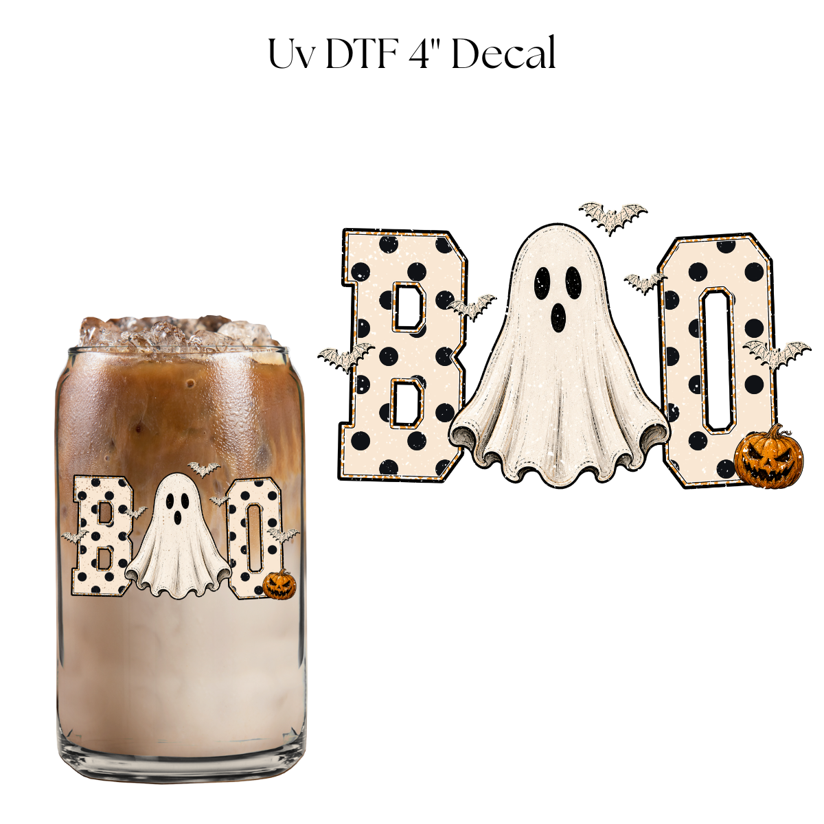 Polka Dot Boo 4” UV DTF Cup Decal