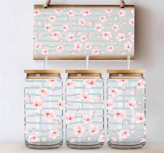 Flowers and Stripes UV DTF Wrap DOUBLE SIDED
