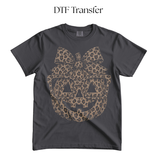 Cheetah Print Pumpkin DTF Transfer (Press On Black)