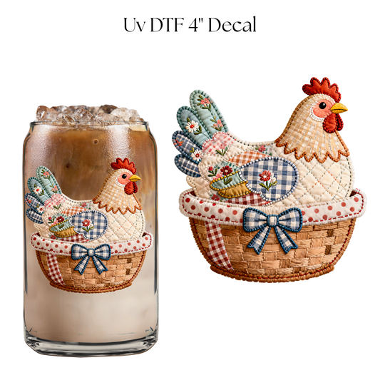 Quilted Chicken 4” UV DTF Cup Decal