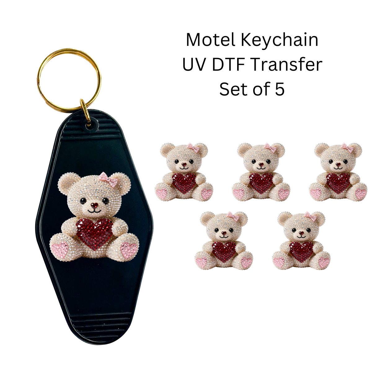 Beige Valentine Bear Keychain Transfers