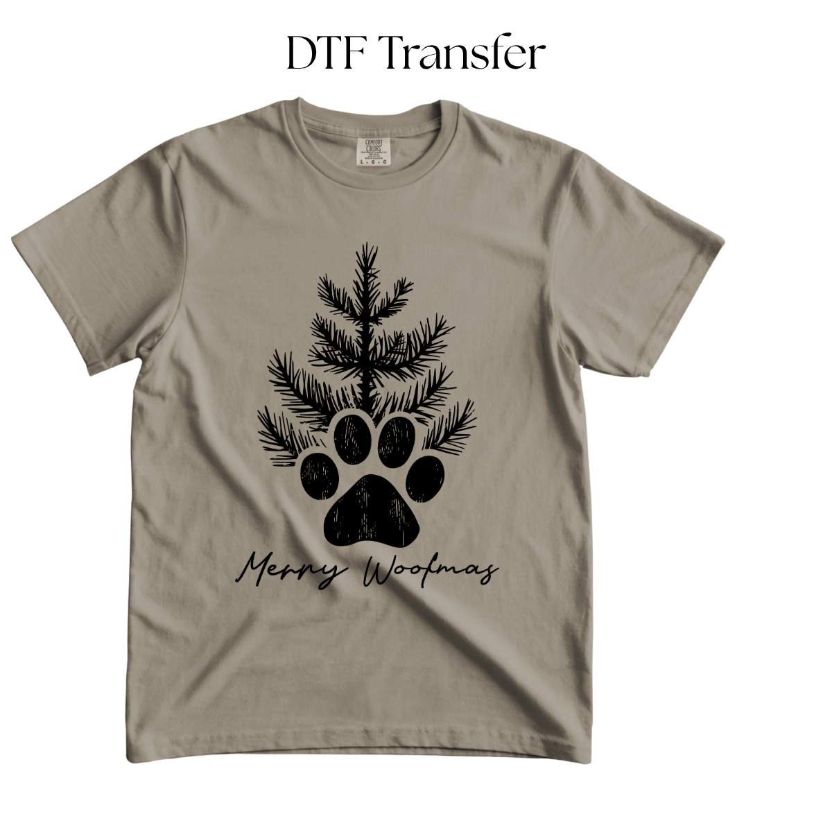 Merry Christmas Paw Single Color DTF Transfer