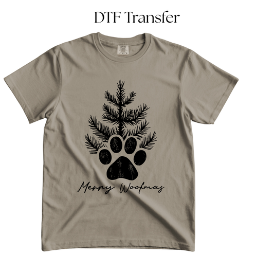 Merry Christmas Paw Single Color DTF Transfer
