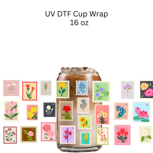 Flower Stamps UV DTF Wrap
