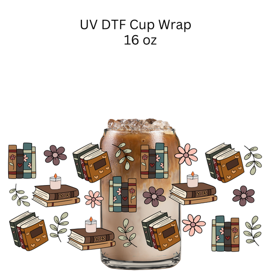 Brown and Mauve Books UV DTF Cup Wrap