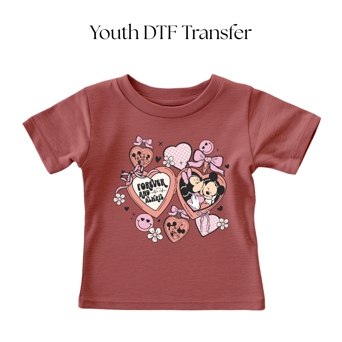 YOUTH Mouse Forever and Always Valentines  DTF Transfer