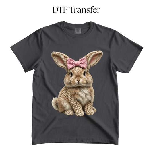 Light Brown Bunny Faux Knit DTF Transfer