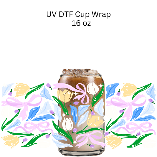 Purple and Blue Flowers UV DTF Cup Wrap