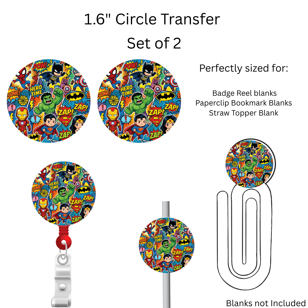 Hero Time  1.6” UV DTF Transfer Set of 2