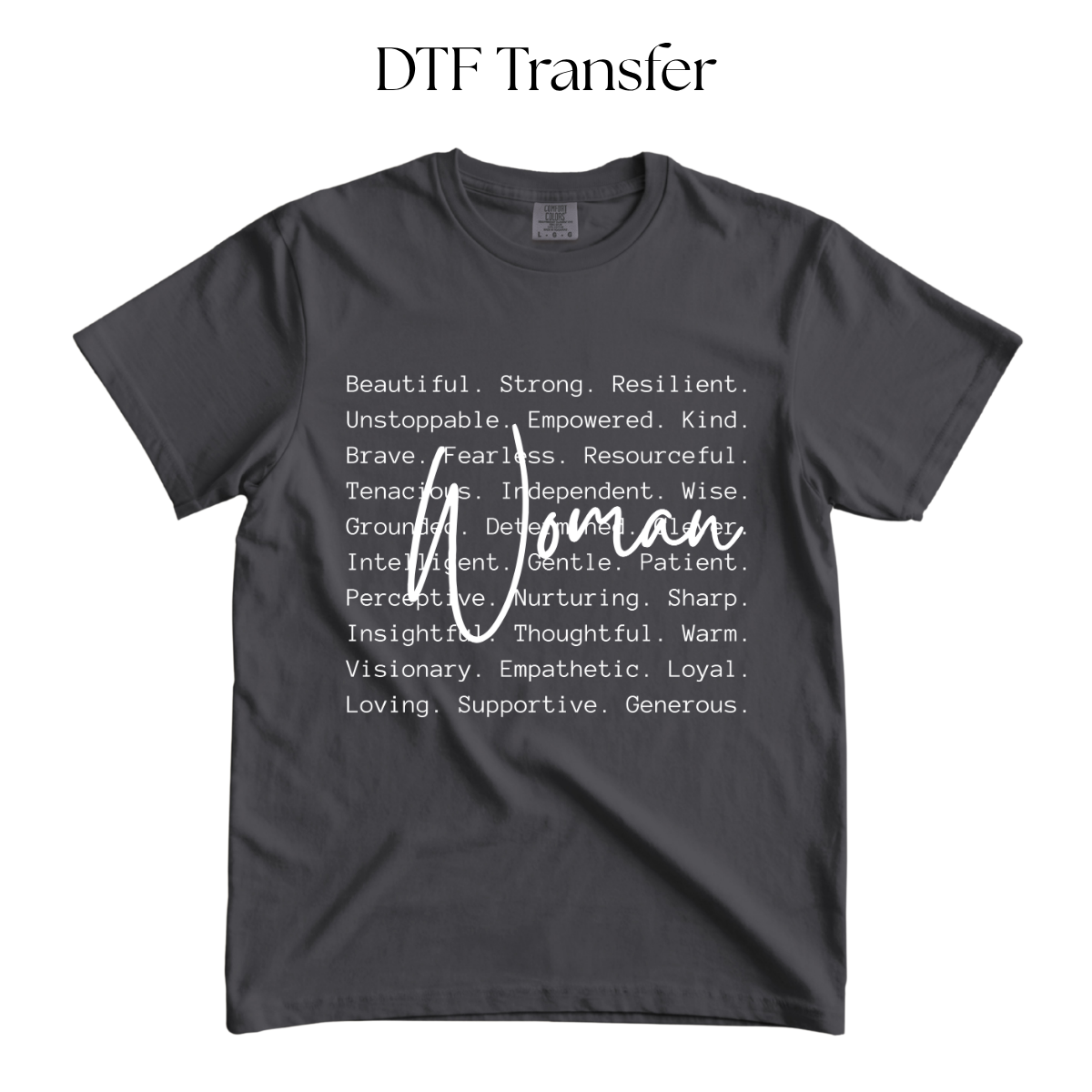 Women White Single Color DTF Transfer