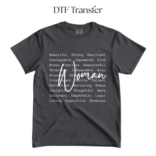 Women White Single Color DTF Transfer
