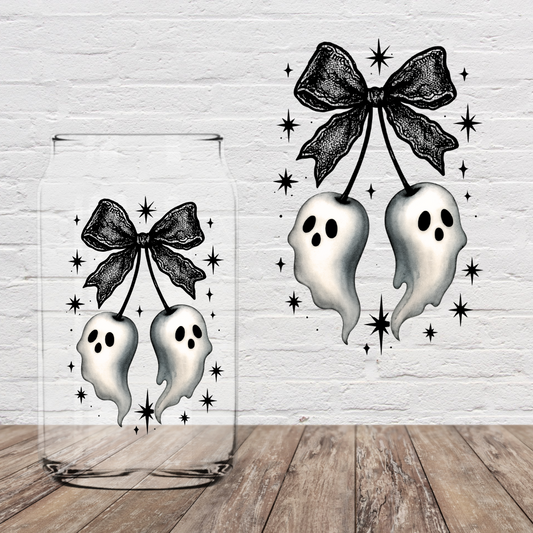Ghosties Black Bow 4" UV DTF