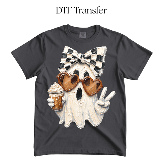 Checkered Bow Ghost DTF Transfer